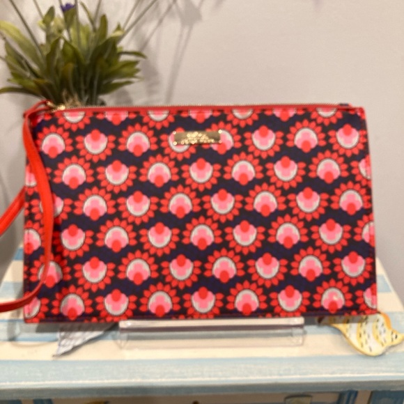 Trina Turk Handbags - Trina Turk Red and Pink Wristlet Make Up Bag